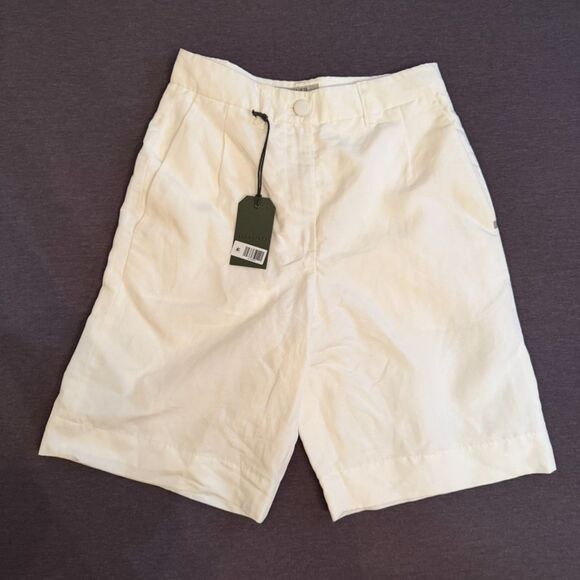 All Saints Pants - NWT AllSaints Petra Linen Blend Bermuda Shorts Ivory Cream size us 4/UK8